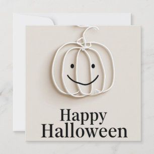 Minimalist Wire Pumpkin Happy Halloween Greeting  Holiday Card