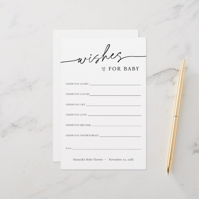 Minimalist Wishes for Baby Card (Front/Back In Situ)