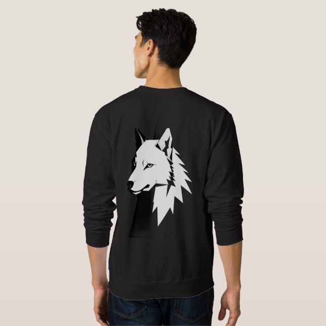 Minimalist Wolf Art Men's Pullover  (Back Full)
