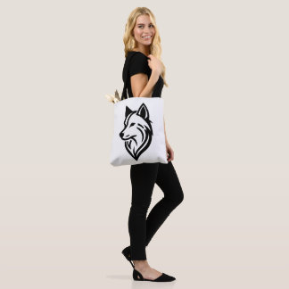 Minimalist Wolf Face Silhouette Tote Bag