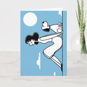 Minimalist Woman and Dog Illustration Card