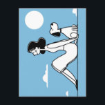 Minimalist Woman and Dog Illustration Postcard<br><div class="desc">Minimalist illustration of a woman sitting with her dog under the moon. 
Perfect wall art and gift for dog lovers and pet owners.</div>