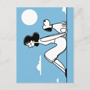 Minimalist Woman and Dog Illustration Postcard