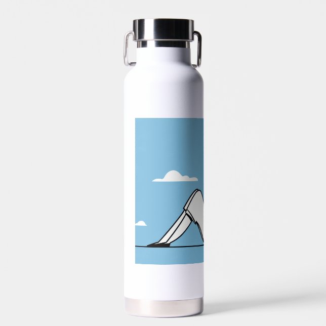 Minimalist Woman and Dog Illustration Water Bottle (Front)