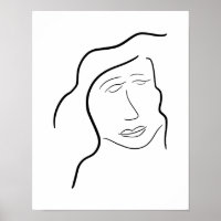 Minimalist Woman Face Sketch for Gallery Wall