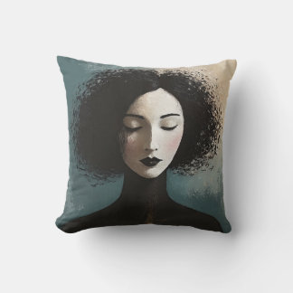 Minimalist Woman Portrait Canvas Print Cushion
