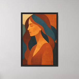 Minimalist Woman Portrait Framed Canvas Wall Art