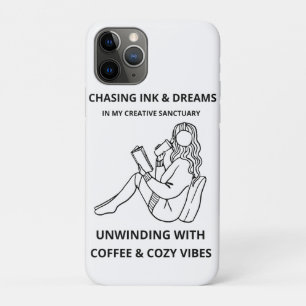 MINIMALIST WOMAN READING & COFFEE LINE ART POSTER Case-Mate iPhone CASE