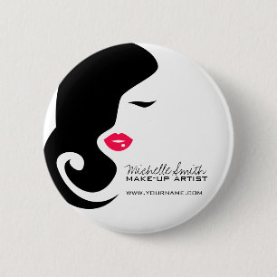 Minimalist Woman Silhouette Black Beauty Salon 6 Cm Round Badge