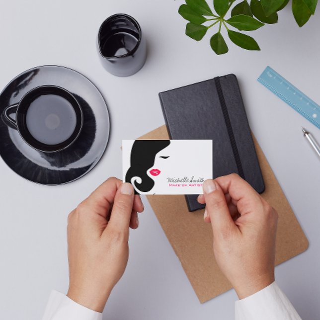 Minimalist Woman Silhouette Black Beauty Salon Business Card (Creator Uploaded)