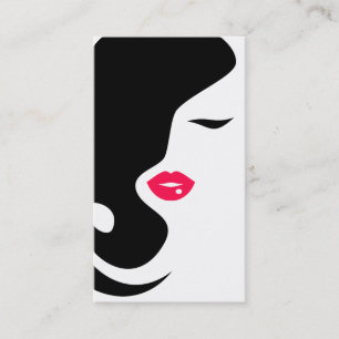 Minimalist Woman Silhouette Black Beauty Salon Business Card