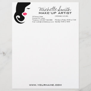 Minimalist Woman Silhouette Black Beauty Salon Customised Letterhead