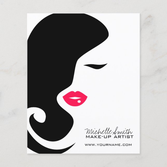 Minimalist Woman Silhouette Black Beauty Salon Flyer (Front)