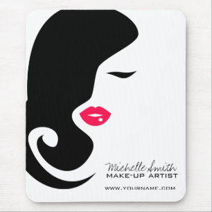 Minimalist Woman Silhouette Black Beauty Salon Mouse Pad