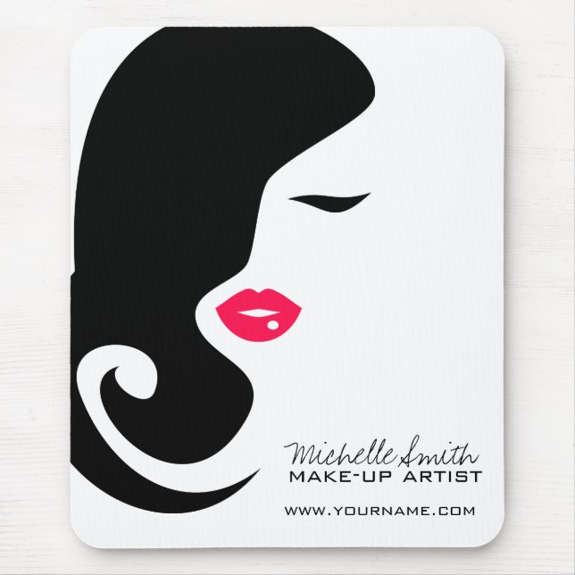 Minimalist Woman Silhouette Black Beauty Salon Mouse Pad (Front)