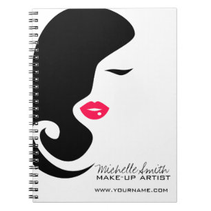 Minimalist Woman Silhouette Black Beauty Salon Spiral Notebook
