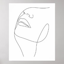 Minimalist Womans Face Line Art