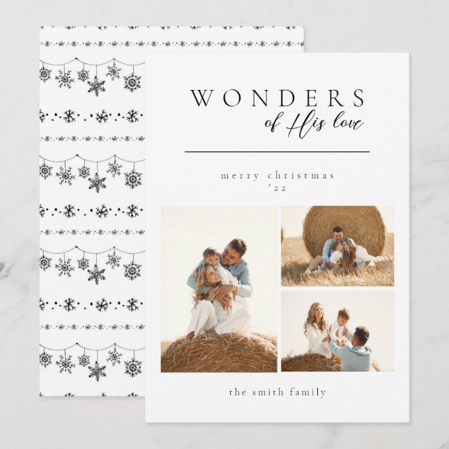 Minimalist Wonders of His Love Christmas Photo Holiday Card (Front/Back)