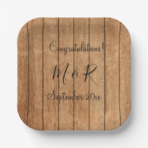 Minimalist Wood Pattern Congratulations Paper Plate
