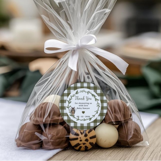 Minimalist woodland baby shower Favor sticker (Creator Uploaded)