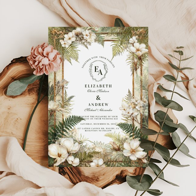 Minimalist Woodland Greenery Wedding Invitation (Creator Uploaded)