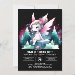 Minimalist Woods Fairy Birthday Invitation