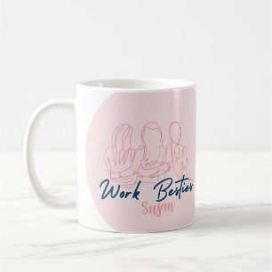 Minimalist Work Bestie Custom Mug, Coworker   Coffee Mug