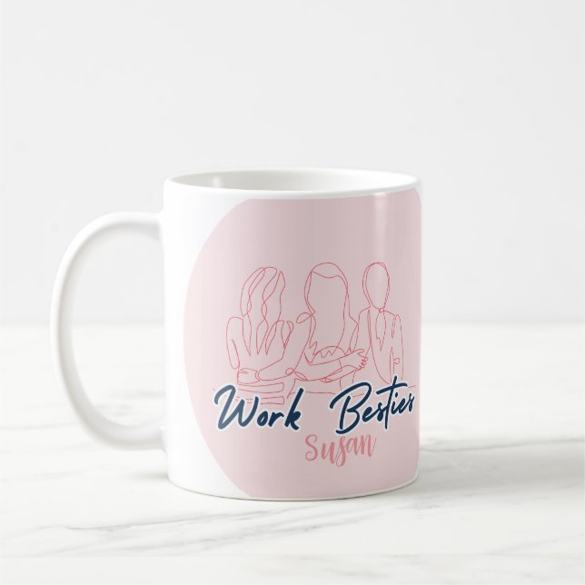 Minimalist Work Bestie Custom Mug, Coworker   Coffee Mug (Left)