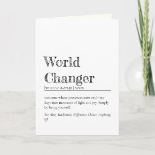 Minimalist World Changer Inspirational Definition Card