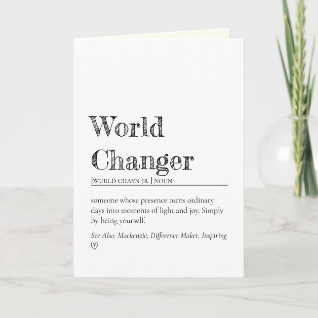 Minimalist World Changer Inspirational Definition Card (Front)