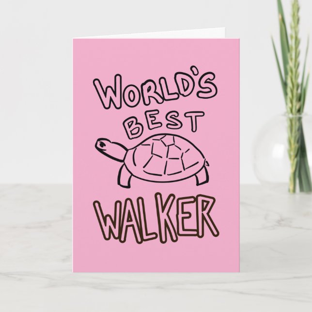 Minimalist World’s Best Walker Turtle Line Art Card (Front)