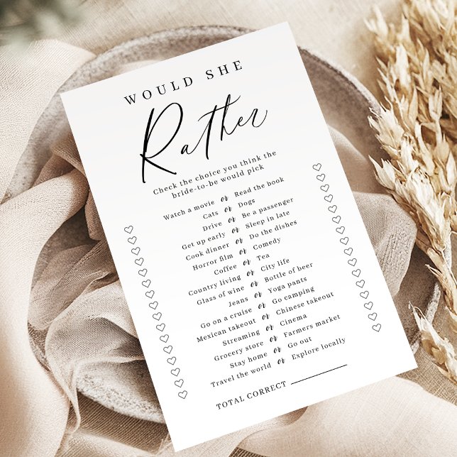 Minimalist would she rather bridal shower game (Minimalist would she rather bridal shower game)