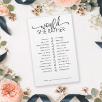Minimalist Would She Rather Bridal Shower Game