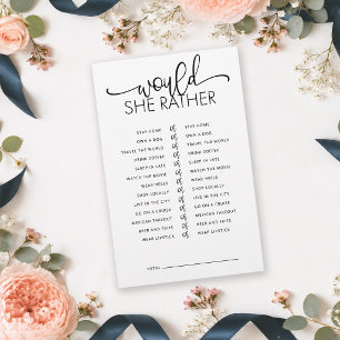 Minimalist Would She Rather Bridal Shower Game