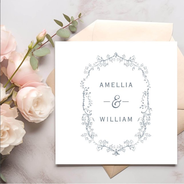 Minimalist Wreath Floral Wedding Paper Napkin (Creator Uploaded)