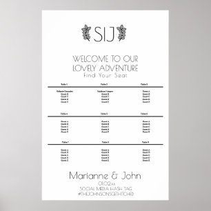 Minimalist Wreath Orna Wedding Logo Seating Chart