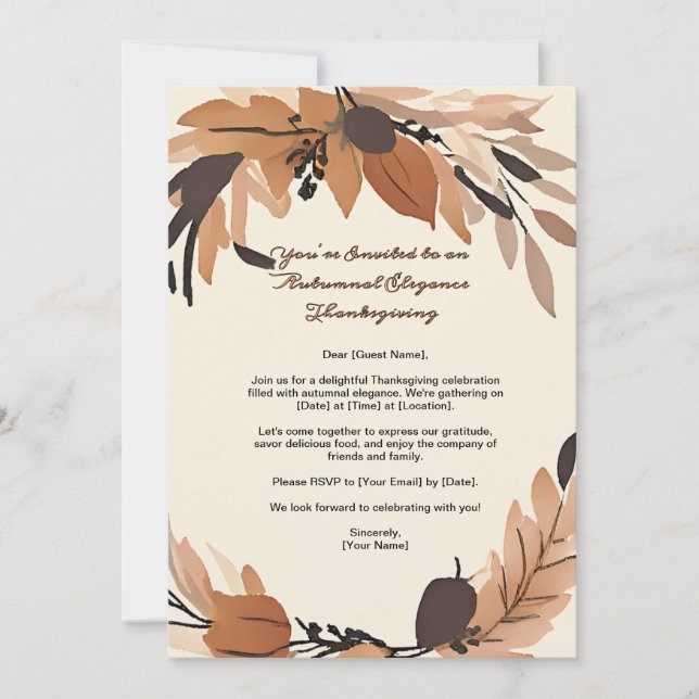 Minimalist Wreath Thanksgiving Gratitude  Invitation (Front)