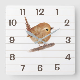 Minimalist Wren Bird Home Decor Wall Clock