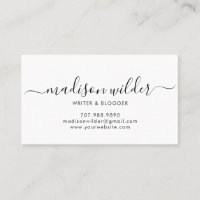 Minimalist Writer Blogger Business Cards