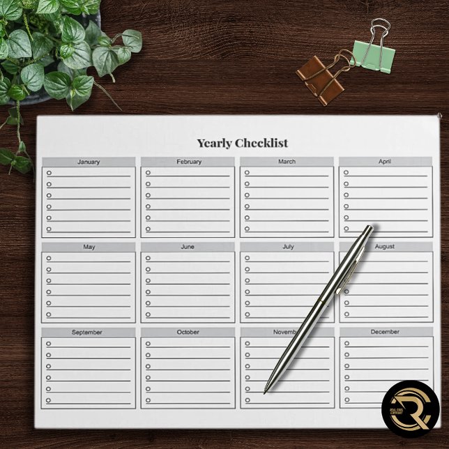 Minimalist Yearly Checklist Notepad (Creator Uploaded)