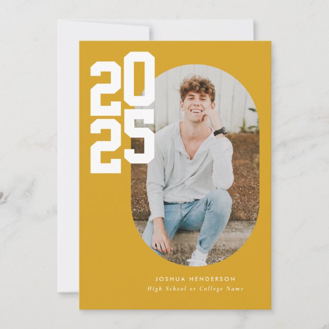 Minimalist Yellow 2025 Photo Graduation  Announcement (Front)