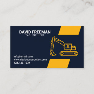 Minimalist Yellow and Blue Excavator Construction Business Card