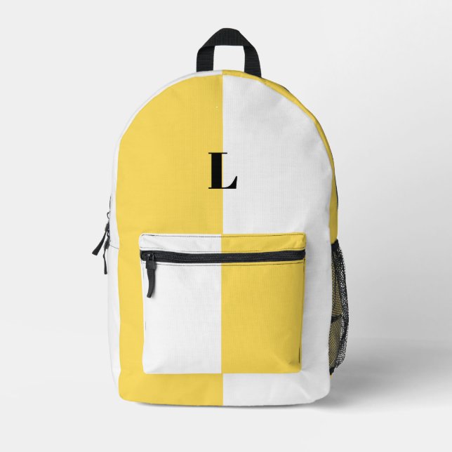 Minimalist Yellow and White Custom Backpacks (Front)