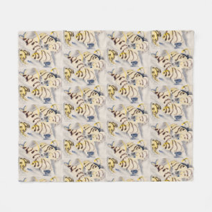 Minimalist Yellow Angelfish Vintage Watercolor Fleece Blanket