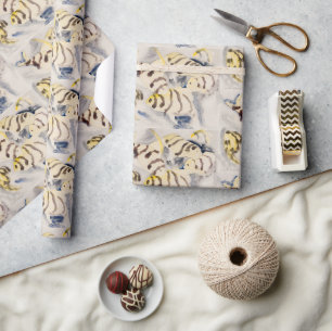 Minimalist Yellow Angelfish Vintage Watercolor Wrapping Paper