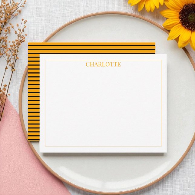 Minimalist Yellow & Black Stripes Classic Chic Card (Creator Uploaded)