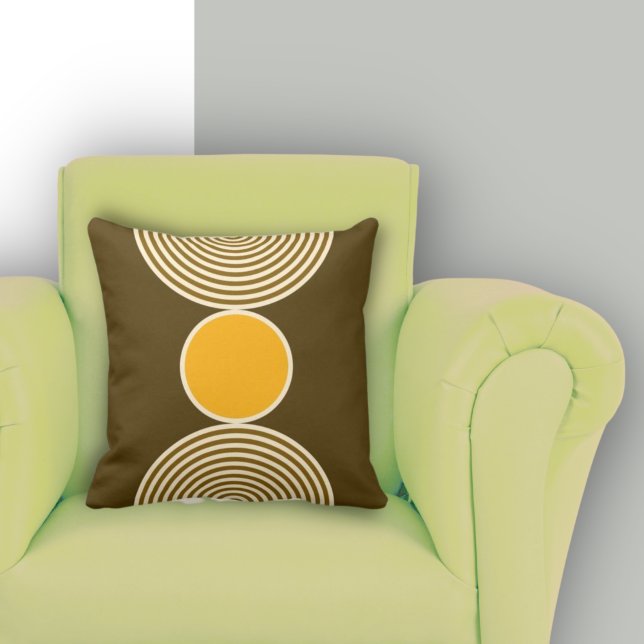 Minimalist Yellow Circle Pattern  Cushion (Minimalist Yellow Circle Pattern Throw Pillow, Living Room)