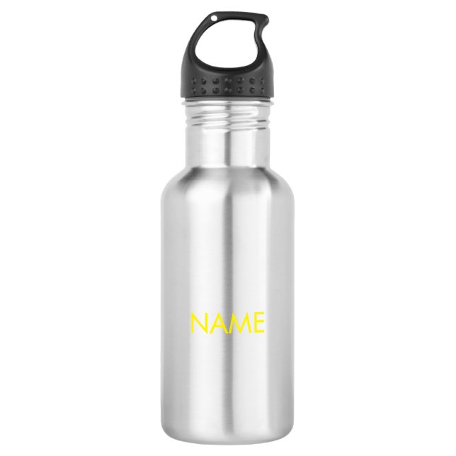 Minimalist yellow Custom name text 532 Ml Water Bottle (Front)