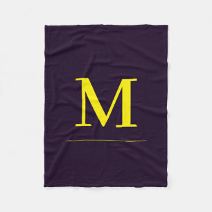 Minimalist yellow elegant sophisticated monogram fleece blanket
