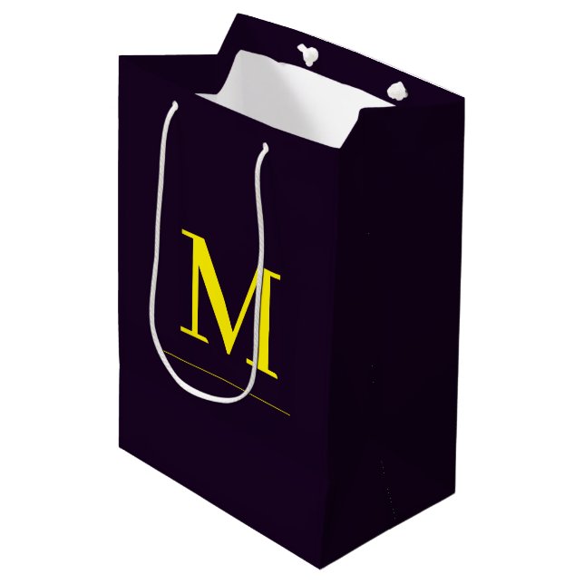 Minimalist yellow elegant sophisticated monogram medium gift bag (Front Angled)